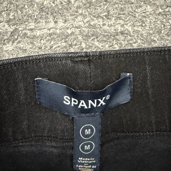 Spanx Flare Jeans Women Medium Black Pull On Stretch Denim Slimming Shaping - Picture 9 of 11